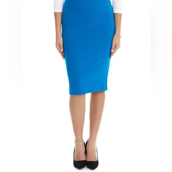 Attyre Bright Blue Pull-on Stretch Pencil Skirt Career Business Professional 12P - Picture 9 of 9